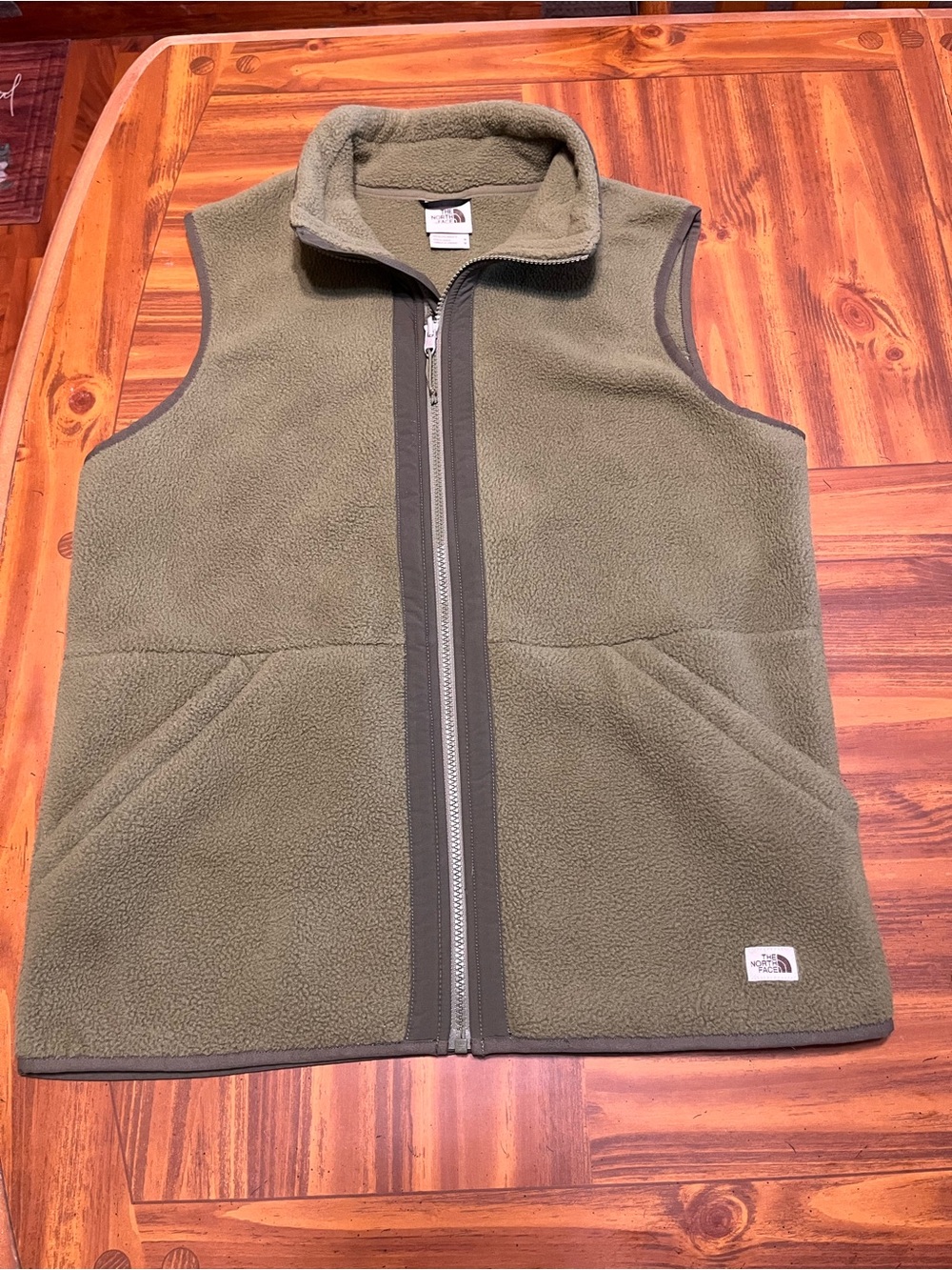 The North Face Olive Green Fleece Vest - Full Zip